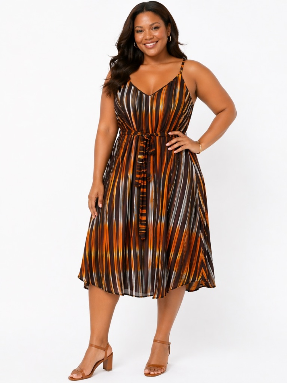 🌺 Lane Bryant Striped Midi Dress - NWT